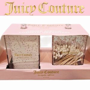 Juicy Couture Home Glitter Infused Lidded Acrylic Cosmetic Organizers